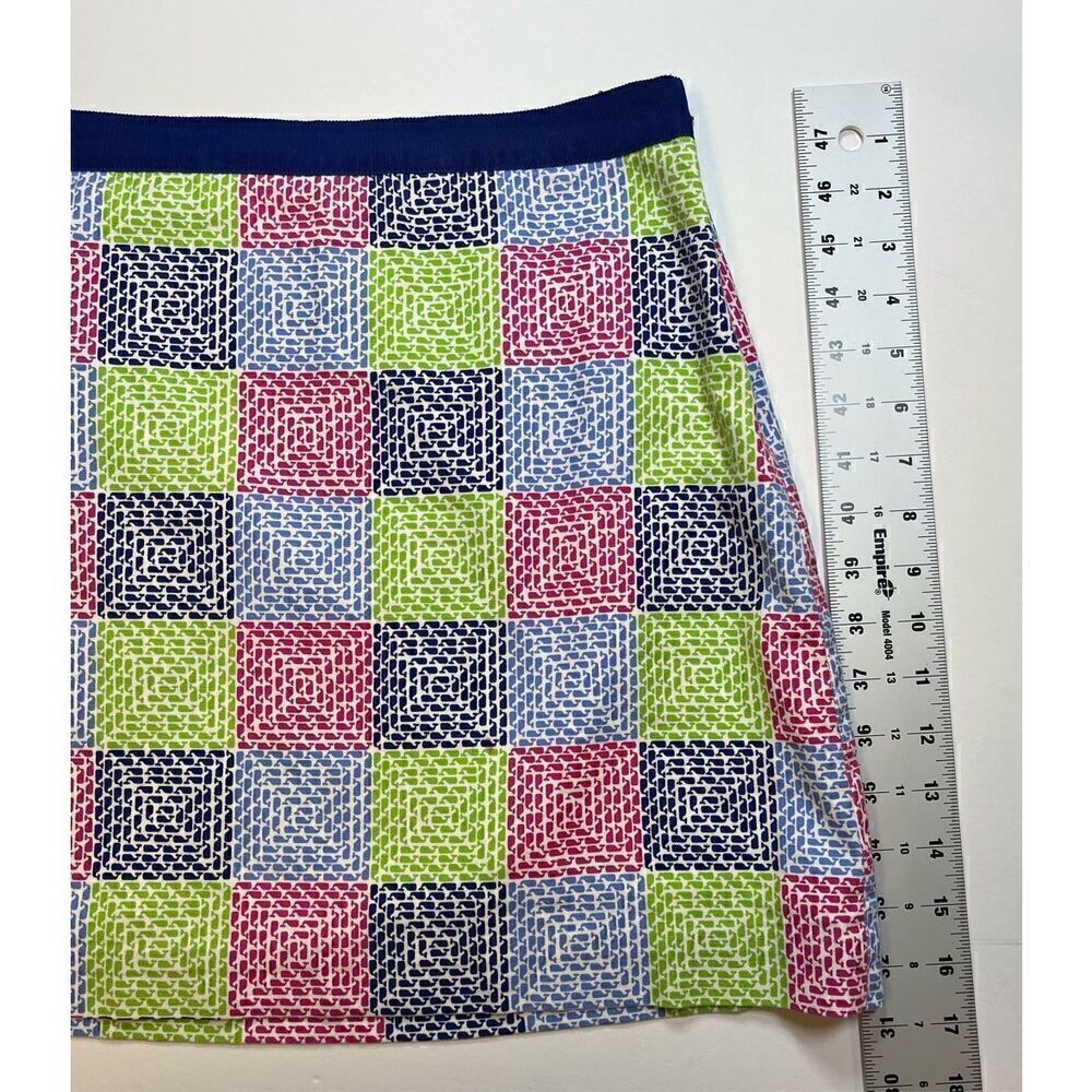 Vineyard Vines Whale Aurora Faux Patchwork Lined Cotton Skirt RibbonTrim Size 4 - Picture 4 of 10